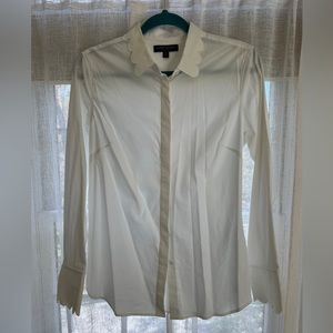 Banana republic white button down with scalloped hem detail